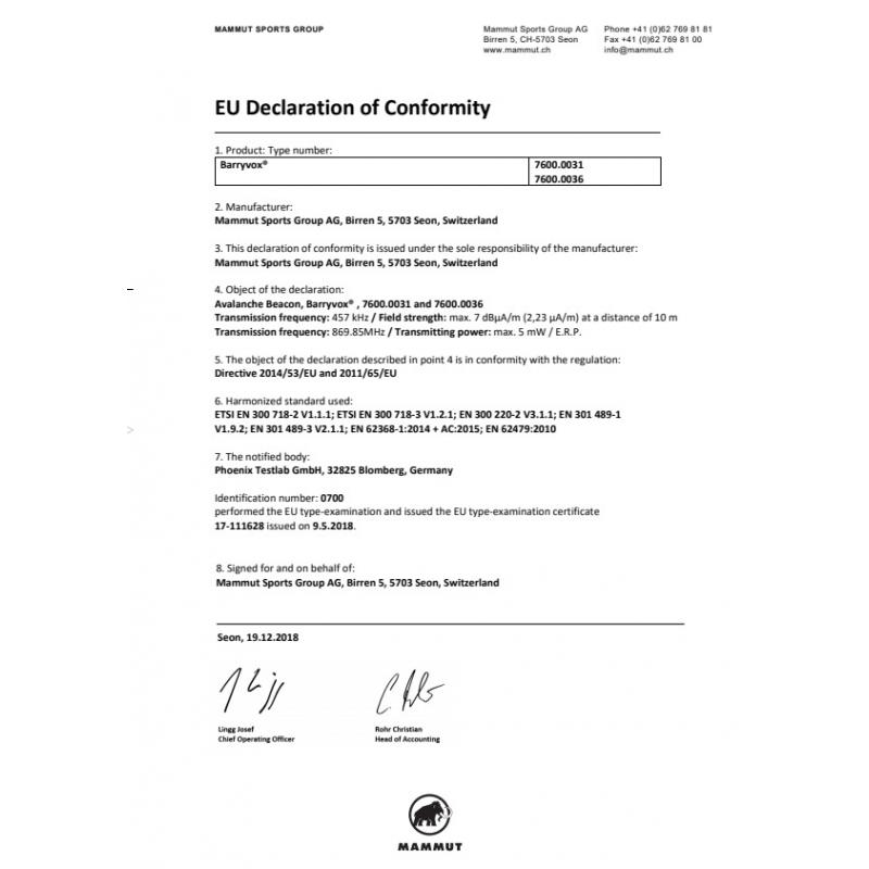 Mammut Mammut Barryvox 2710-00150 Rigg Lofoten 1 2 3 4 5 6 7 8